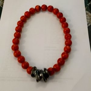 Coral and silver necklace